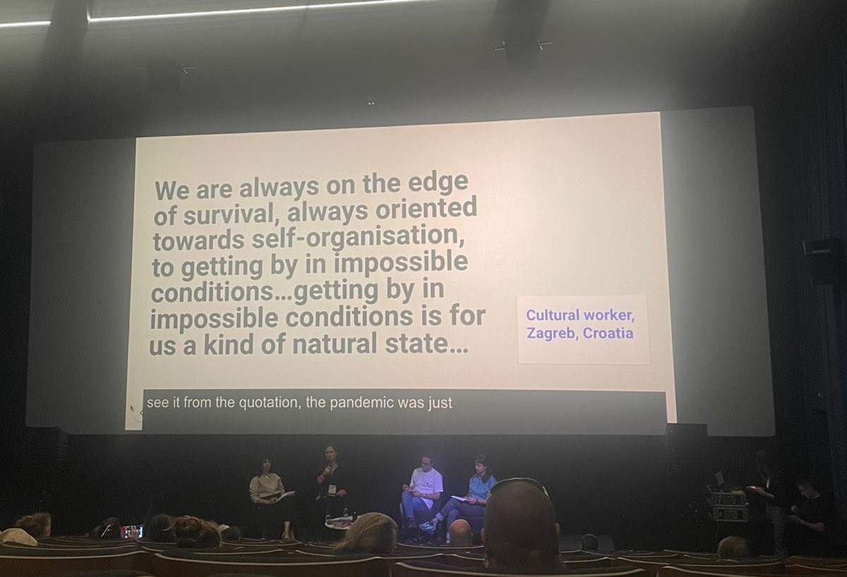 andfriends_brb's tweet photo. Molly was at @IETM’s #IETMBelgrave 

This stood out…

“We are always on the edge of survival, always oriented towards self-organisation, to getting by in impossible conditions, getting by in impossible conditions is for us a kind of natural state” https://t.co/nho2EYvVpb