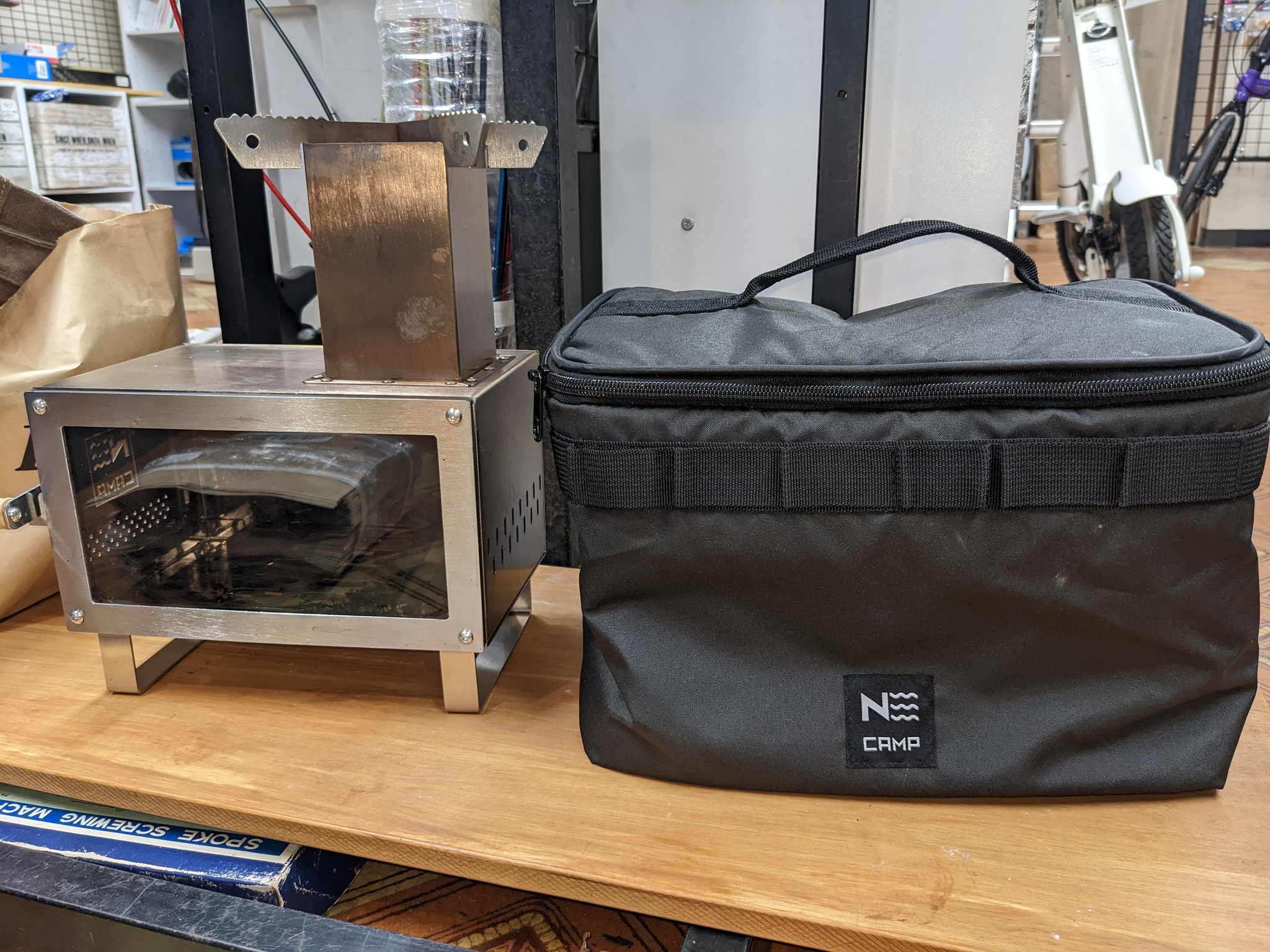 N CAMP 薪ストーブ コンパクト 黒 収納バッグ付き 楽天市場】テーブルエース ミニ薪ストーブ【専用バッグ付き