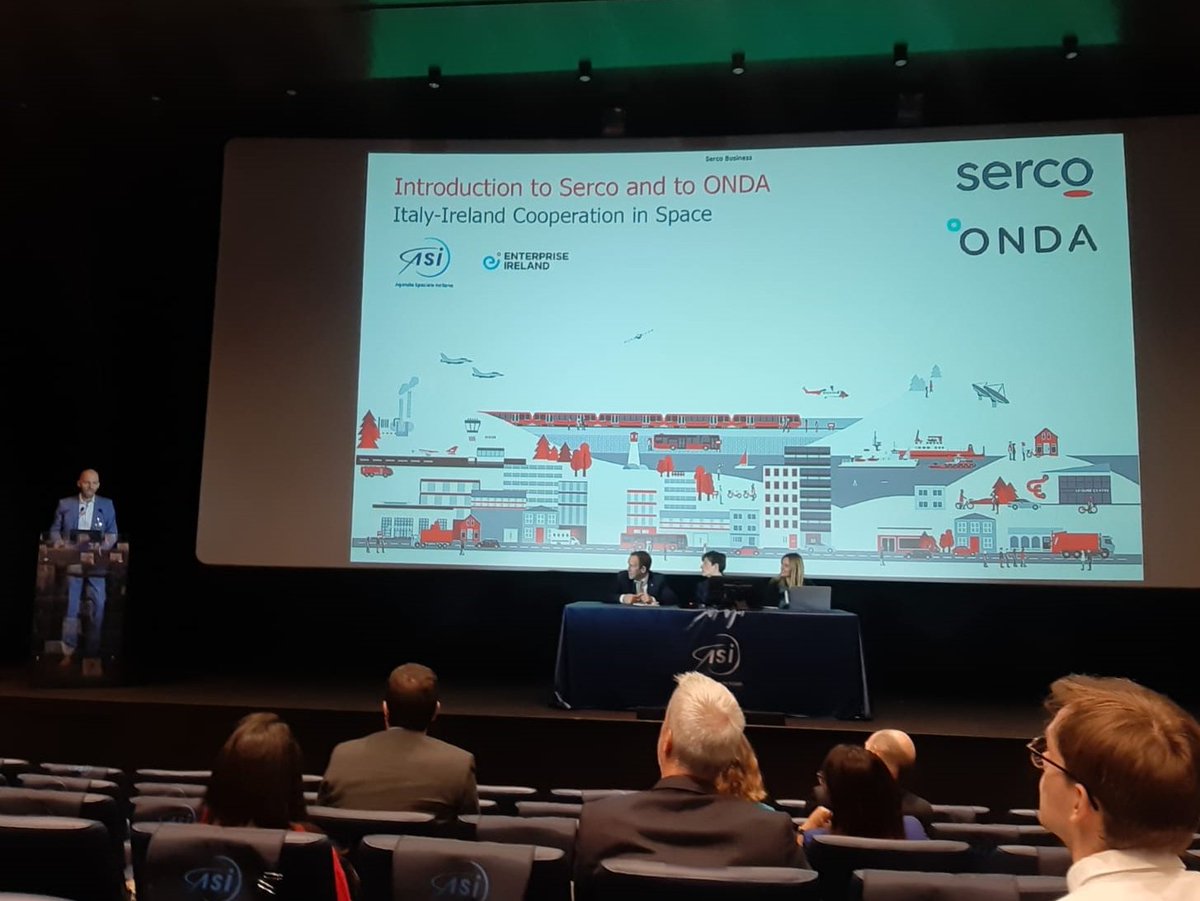 📢 Happening now! 
Presenting <a href="/Serco_Europe/">Serco Europe</a> and ONDA in the context of the ASI-Enterprise Ireland event on Italy-Ireland Cooperation in Space.

#SercoinSpace #SpaceCooperation #PeopleONDAta