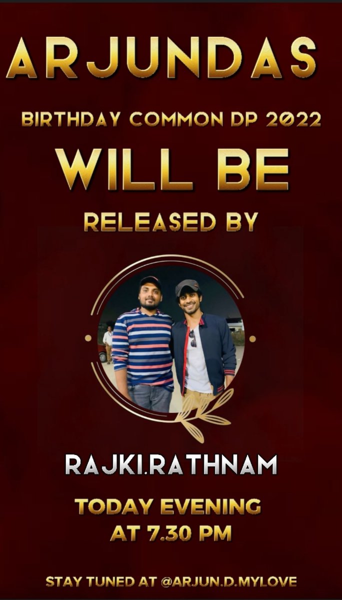 Arvika_Arjun's tweet photo. @imarjundas 's Birthday Common DP 2022 gonna release by @rajki07 Anna today at 7.30Pm 🔥
🙏🏻 𝗧𝗵𝗮𝗻𝗸 𝗬𝗼𝘂 𝗙𝗼𝗿 𝗔𝗰𝗰𝗲𝗽𝘁𝗶𝗻𝗴 𝗢𝘂𝗿 𝗥𝗲𝗾𝘂𝗲𝘀𝘁 🙏🏻 
@Arvika_Arjun , @MalvikaRathod15
 .
#arvika💕 #happybirthdayarjundas https://t.co/6Wm00mnrKh
