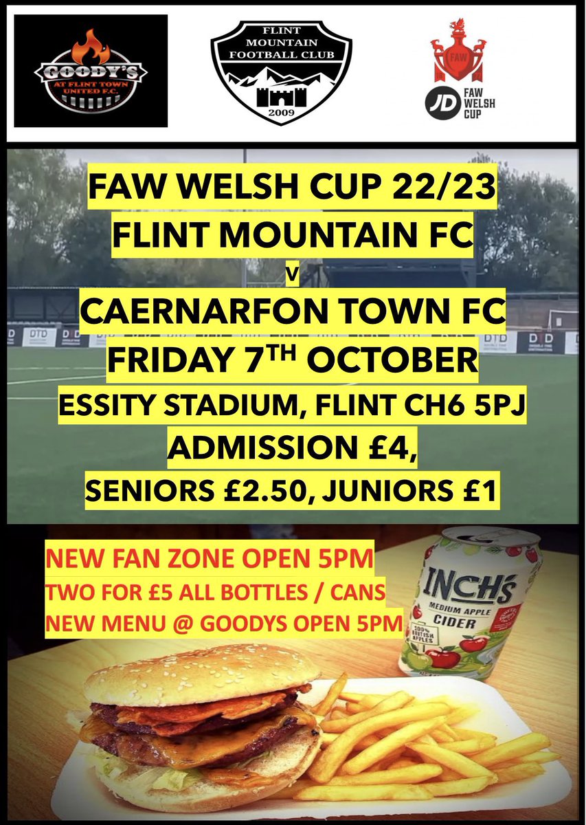 Should be a fantastic evening at @Flint_Mountain v @CaernarfonTown on Friday night #UpWelshFootball 🏴󠁧󠁢󠁷󠁬󠁳󠁿⚽️