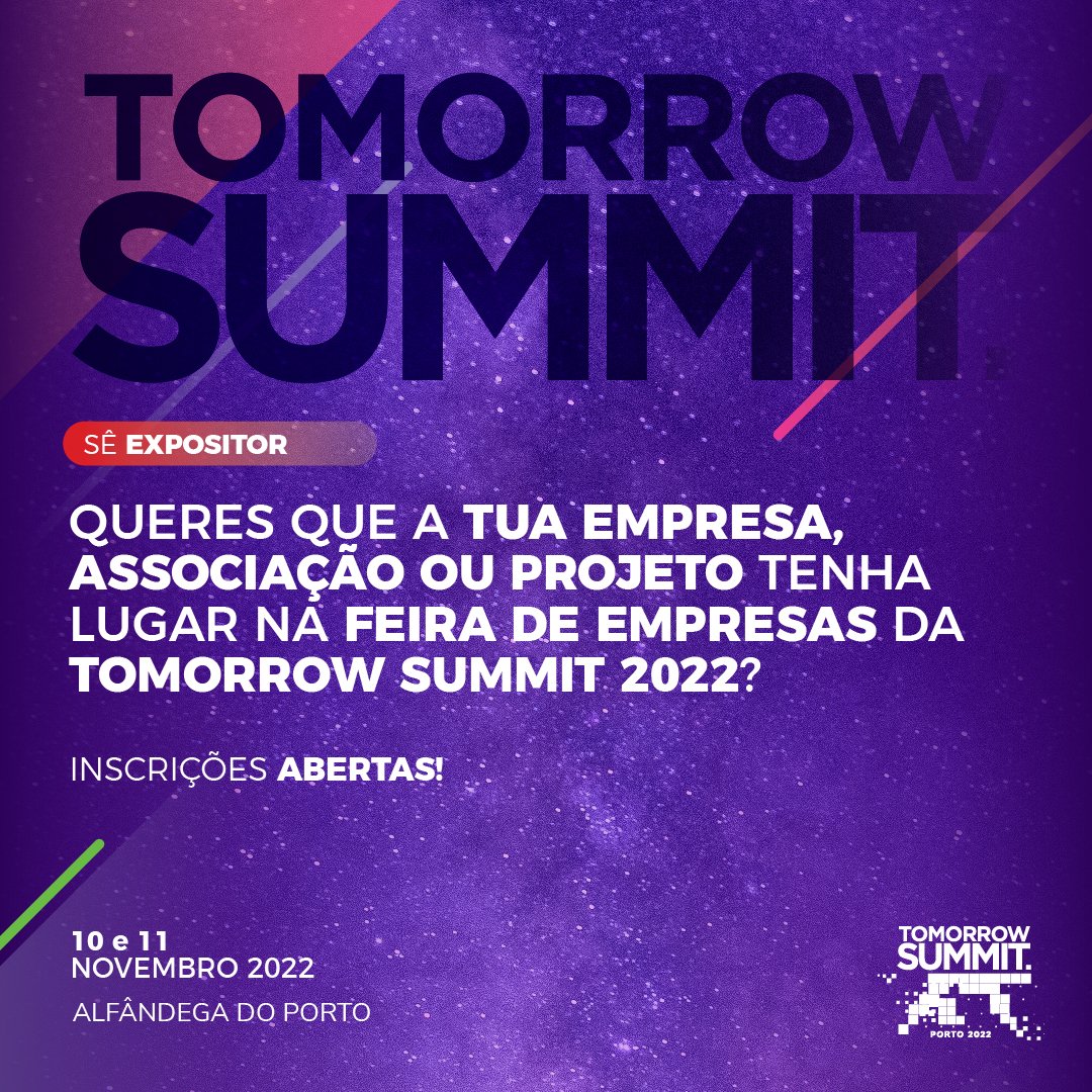 FAP1989's tweet photo. 📣 A #TomorrowSummit está de regresso à Alfândega do Porto.
Dias 10 e 11 de novembro, vem participar, ser expositor ou apresentar o teu melhor projeto.
As pré-inscrições já estão abertas. Sabe tudo aqui 👉 https://t.co/p4lFxX1519. E fica conectado. https://t.co/I8L6fZ4sLp