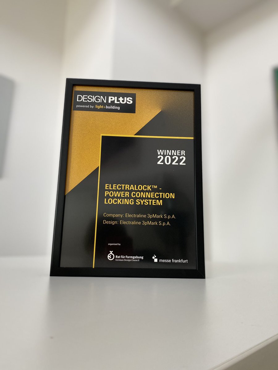 ElectralineG's tweet photo. Grazie al @DesignInGermany per aver premiato Electralock con il #DesignPlus alla fiera @Light_Building 2022. https://t.co/b46pMgp4uy