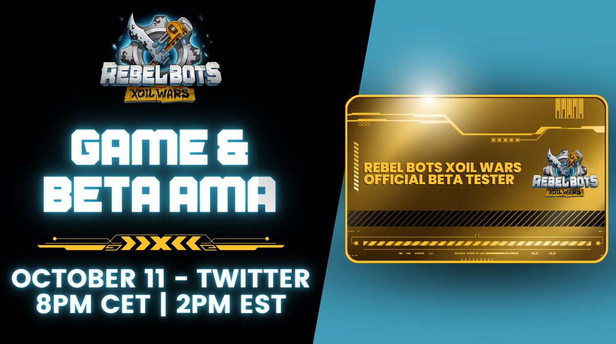 REBEL_BOTS's tweet photo. ⌚SPARK UP YOUR CPUS &amp; SET YOUR WATCHES REBELS⌚

Game AMA on October 11 @ 8PM CET | 2PM EST here on Twitter.

See you all there 🤖🤖 https://t.co/tkKhlOvRZW