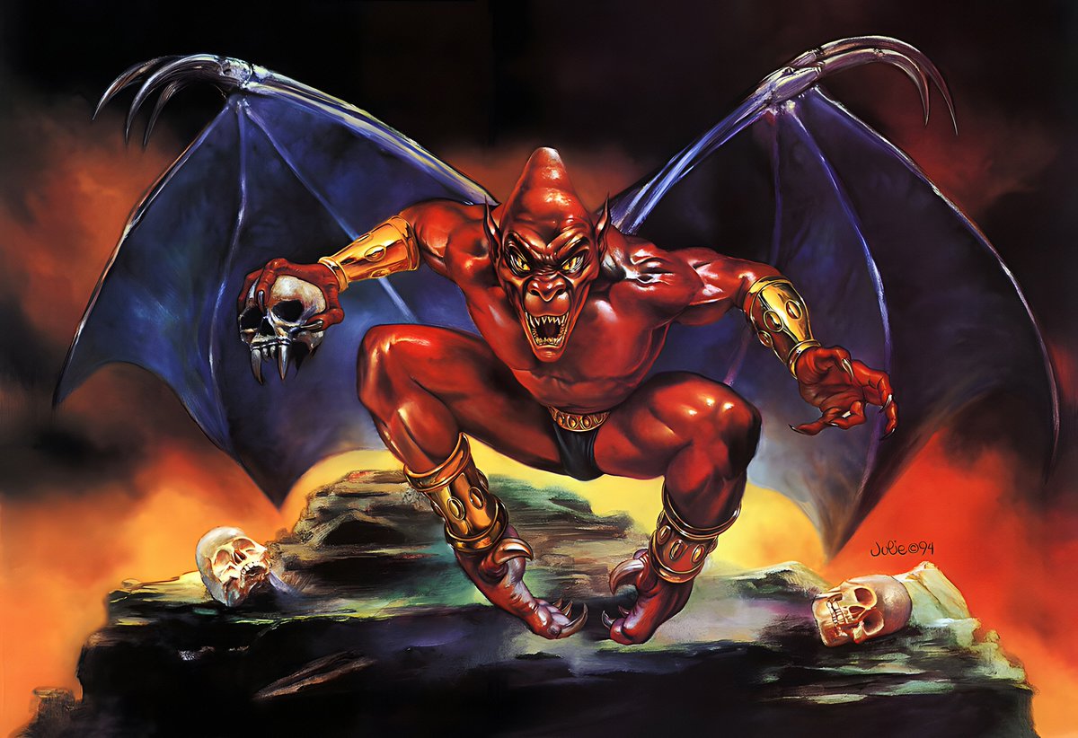 peachflavor3d's tweet image. It&apos;s day 4 of #Spooktober artwork marathon and today we have the beautiful artwork used in the cover of #DemonsCrest on the #SNES by Julie Bell. A fantastic piece for an amazing but hard-as-nails game. Upscaled, cleaned and slightly retouched.