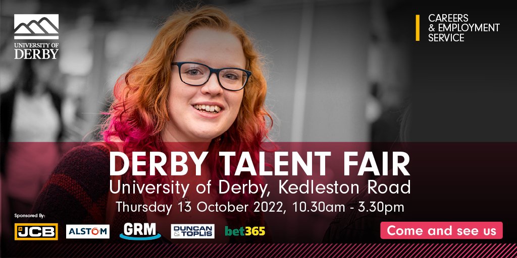 Join our fair sponsors @JCBmachines @duncantoplis @GRM_DS @bet365 @Alstom online tomorrow at 1pm - 1.45pm and learn how to make the most of your time at the Derby Talent Fair. You'll also have the opportunity to ask questions.👉ow.ly/bKpJ50KZIL8