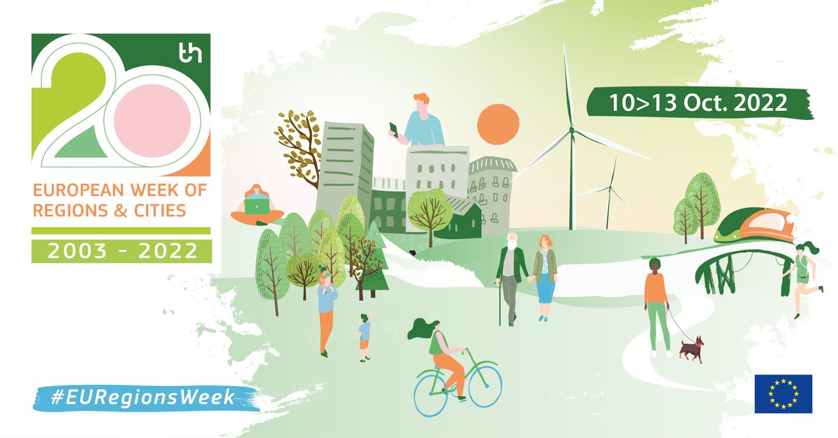 📢 La próxima semana comienza la 20ª Semana Europea de las Regiones y Ciudades #EURegionsWeek
🗓️ 10-13 oct. Online y presencial (Bruselas)

👇Abrimos hilo destacando algunas sesiones👇:
➡️bit.ly/EuRegionsWeek22

#PolíticaDeCohesion #UE