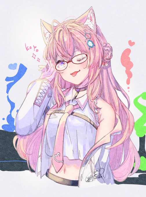  #こよりすけっち(リプに眼鏡なし差分+背景透過素材) 