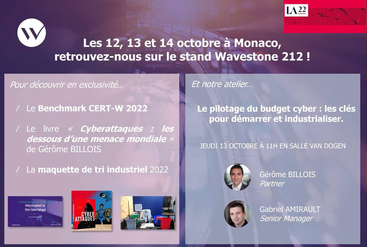 #Cybermonth #ASSISES22 #Cybermois

💥 Plus que quelques jours avant l'édition 2022 <a href="/Les_Assises/">Les Assises</a> de la cybersécurité !

Bien sûr nos équipes seront présentes pendant ces trois jours au stand 212 pour vous rencontrer ! 😄