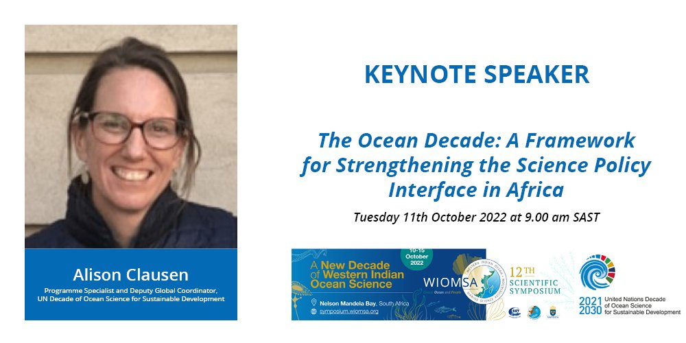WIOMSA (@wiomsa) on Twitter photo Introducing Alison Clausen, #keynote speaker at the #WIOMSA2022.
Alison is the Program Specialist & Deputy Global Coordinator, UN Decade of Ocean Science at IOC-UNESCO <a href="/UNOceanDecade/">UN Ocean Decade</a> Introducing Alison Clausen, #keynote speaker at the #WIOMSA2022.
Alison is the Program Specialist & Deputy Global Coordinator, UN Decade of Ocean Science at IOC-UNESCO <a href="/UNOceanDecade/">UN Ocean Decade</a>
