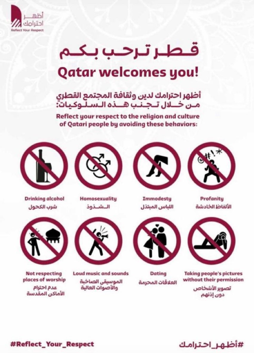 EPLworld's tweet photo. 🇶🇦 

هاشتاق #اظهر_احترامك متداول الان في قطر مع تبقي شهر على المونديال ومع قرب توافد الزوار من كل انحاء العالم https://t.co/mhqYl6Z7a7