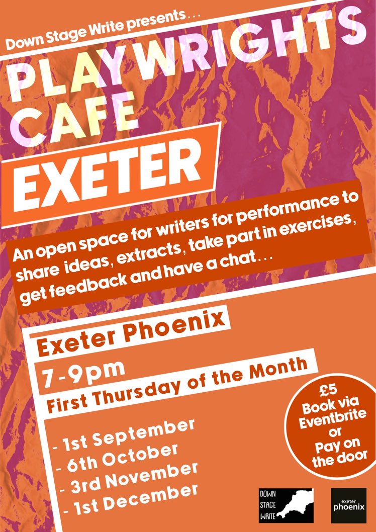 Playwrights Cafe Exeter is back this Thurs 7-9pm <a href="/exeter_phoenix/">Exeter Phoenix</a> 🤩

Come along w/pen &amp; paper, maybe an extract or idea you want to share, grab a coffee, &amp; enjoy a couple hours of writing &amp; chatting with writers in the area! 

Book here or pay in person: 
eventbrite.co.uk/e/exeter-playw…