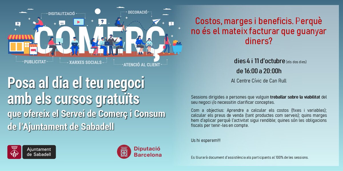 Saps com calcular el preu del producte per treure el màxim benefici tenint en compte l'augment de preu de l'alimentació, la pujada de la llum, etc?
Ultimes places!
Inscripció: forms.gle/mnfaYHJgSS6WkD…