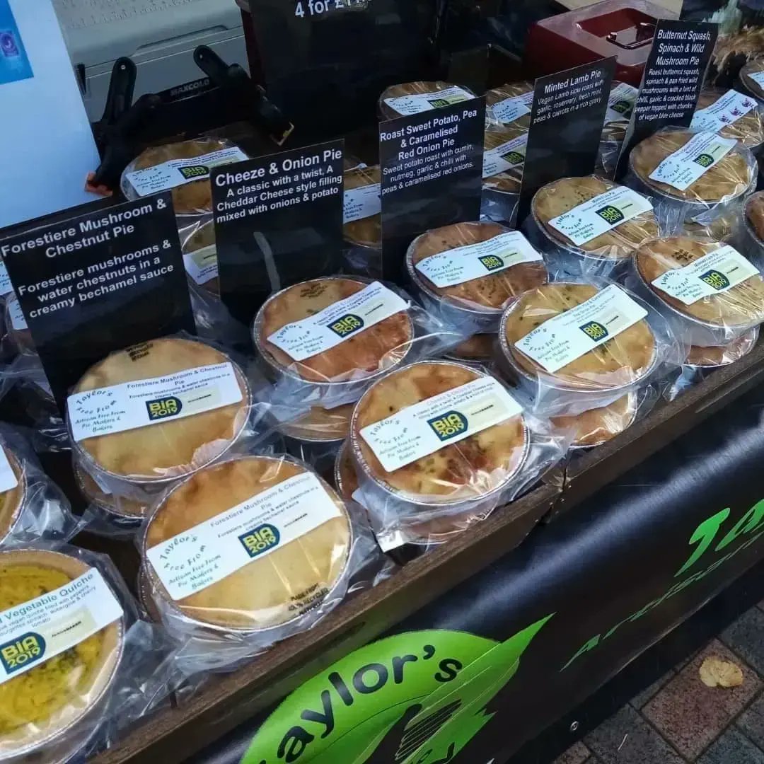 Taylorsfreefrom's tweet photo. This Sunday we will be in #sandbach for the Rainbow Monkey Events #veganmarket with all our #glutenfree #vegan pie's, quiches, porkless pies and lemon curd https://t.co/jGH1wAa0zl