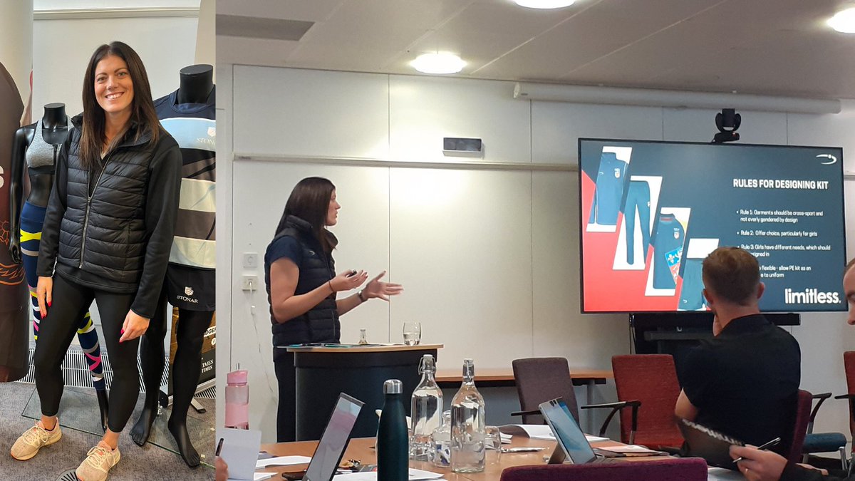 Limitlesskit's tweet photo. Team Limitless kept busy too, with @katehaywood presenting our ideas for designing sportswear which encourages participation! 
@schoolblazeruk @societyofheads https://t.co/X7FGlKnnBO