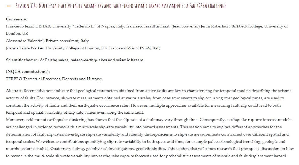 Fault2SHA's tweet photo. We invite you to share your research on variability of active fault parameters and hazard modelling to our #Fault2SHA session at #INQUA2023. Deadline for abstract submission is 1st November 2022, don't miss it!
Link for submission: https://t.co/fdnbVnLCZE https://t.co/nggJeljA2Z