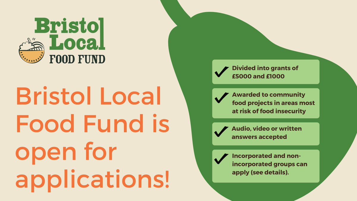 NEWS!📢Bristol Local Food Fund is open for applications!👍 With lived experience of food insecurity, our citizens panel has worked hard to design an accessible grantmaking process over the summer. 👏👏👏 Find out more about the fund & how to apply: bristollocalfoodfund.com/post/bristol-l…