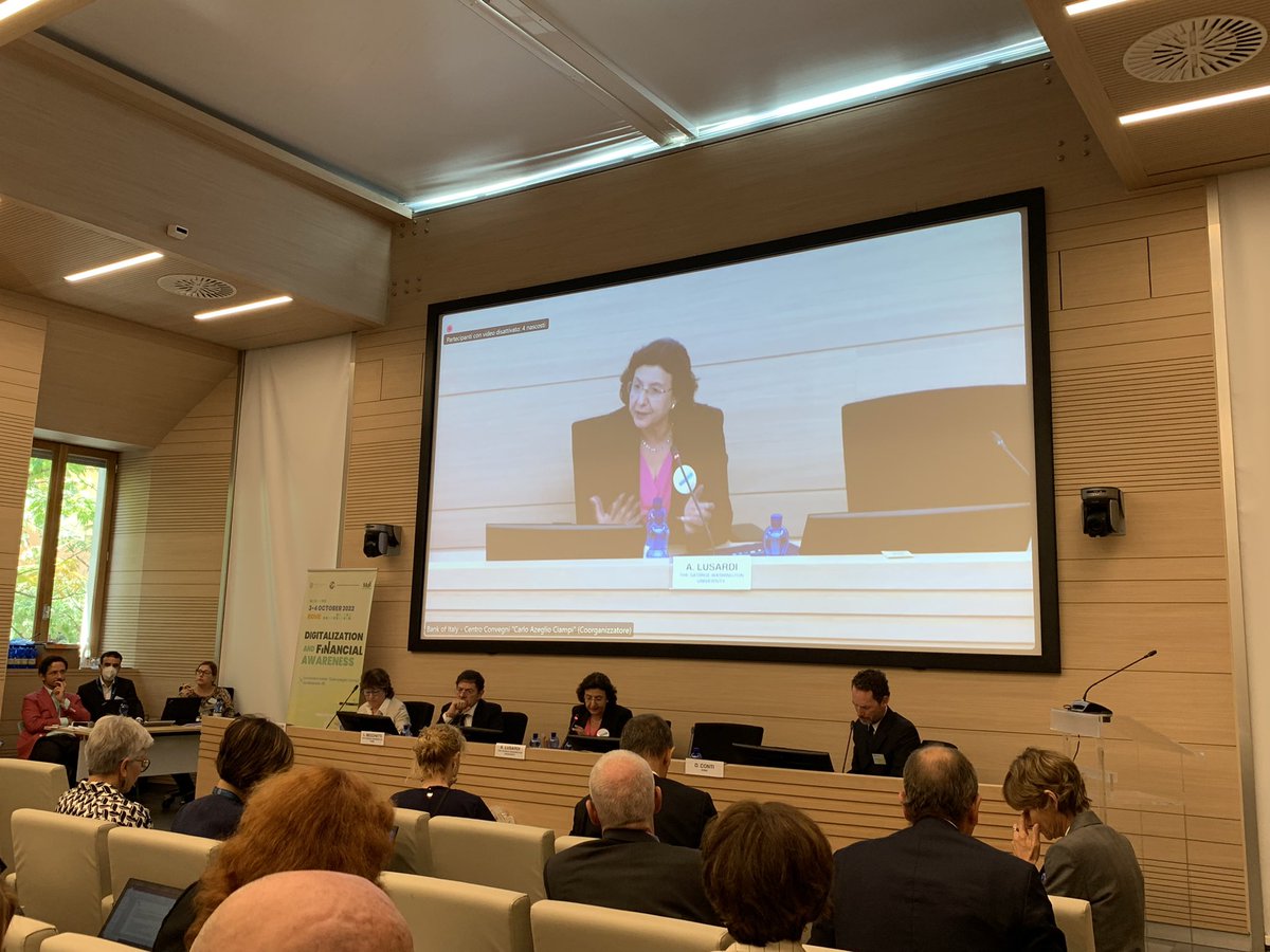 The potential benefits of #digitalization on #financialeducation and inclusion.

It’s time for the panel with <a href="/Dr_AnnaLusardi/">Annamaria Lusardi</a> (<a href="/ITAedufin/">Comitato EduFin</a> and GFLEC), L. Becchetti, Professor of Economics <a href="/unitorvergata/">Università di Roma Tor Vergata</a> and A. Brugiavini, Professor of Economics <a href="/CaFoscari/">Unive Ca' Foscari</a> 

#MdR #OttobreEdufin2022