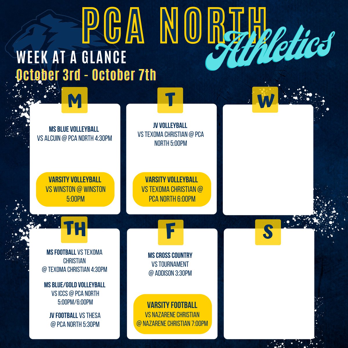 #pcanorth Come out and cheer on our lions this week!