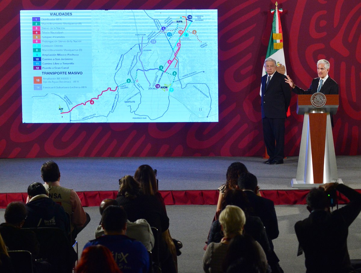En la conferencia matutina del Presidente <a href="/lopezobrador_/">Andrés Manuel</a> presentamos los avances de las obras de conectividad vial y de transporte masivo al Aeropuerto Internacional Felipe Ángeles.