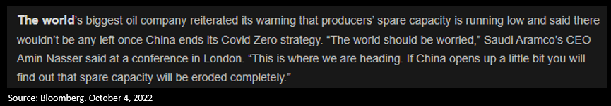 You thought the end of US shale hyper growth was big? How about the exhaustion of OPEC spare capacity??? CEO of <a href="/aramco/">aramco</a>: “The world should be worried...this is where we are heading. If China opens up a little bit you will find out that spare capacity will be eroded completely.”🚀