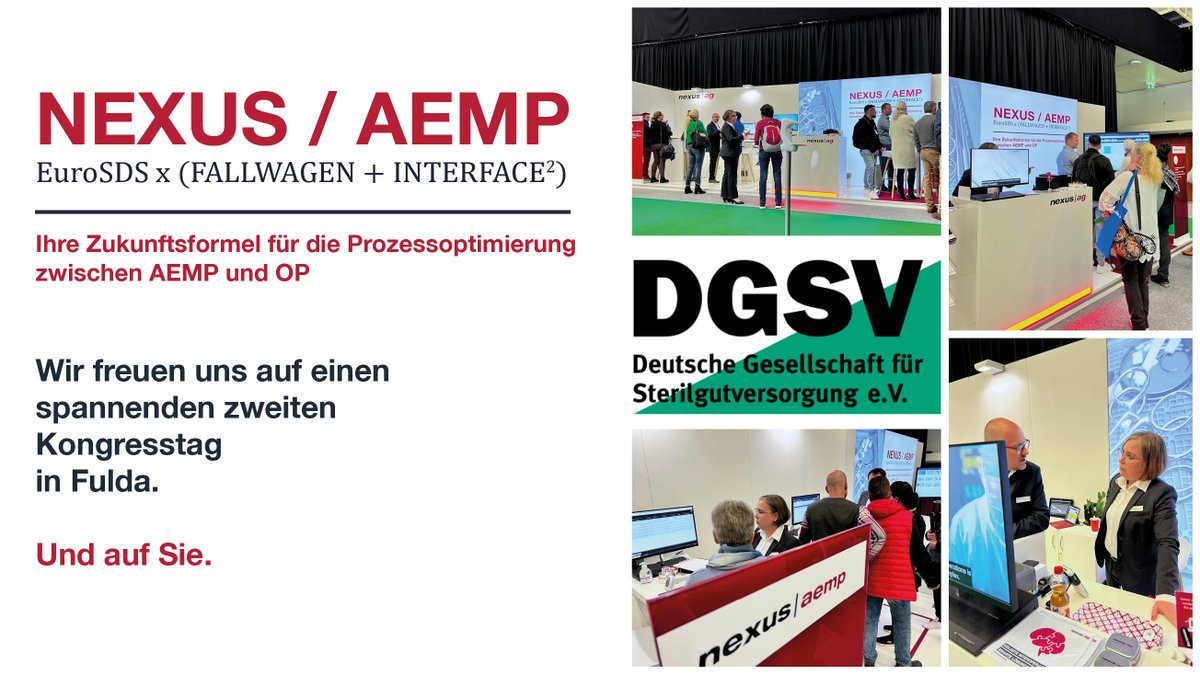 NEXUS_AG_DE's tweet photo. #Automatisierung, #Interoperabilität, #Mobility, #Fallwagen – das sind nur einige der heißen Themen, die Marion Härtel, Andre Hoßbach & Thomas Scheffner auf dem Jubiläumskongress des #DGSV vorstellen. Wir begrüßen Sie an Stand B1 im Kultur- & Kongresszentrum Esperanto in Fulda. https://t.co/leoglNCopW