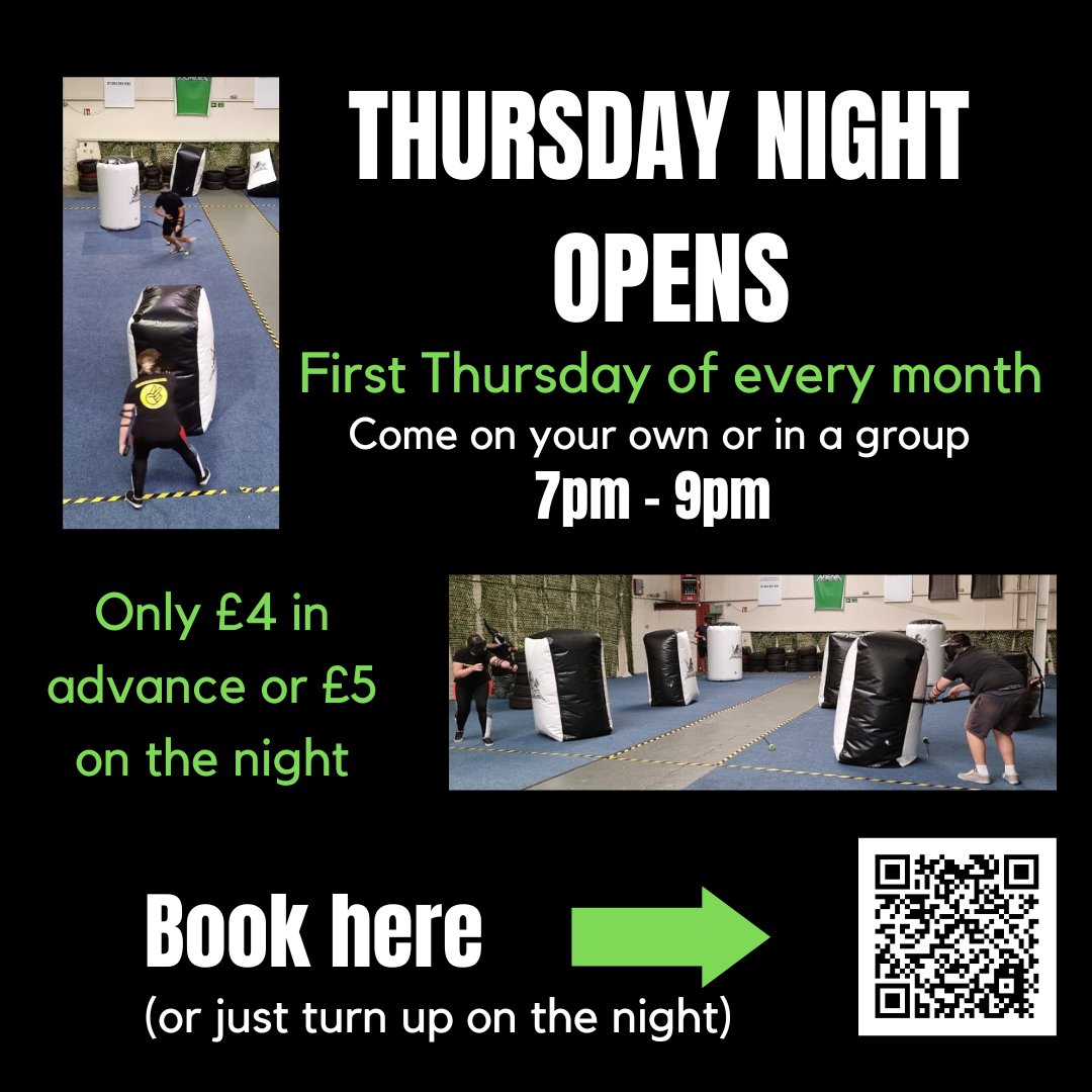ACArchery's tweet photo. This Thursday is our monthly session for individuals or small groups. Come along and have some fun! You can pre-book here https://t.co/WkV2uZMo7x or just turn up on the night
#archery #combatarchery #archerytag #fun #Nightout #brierleyhill #blackcountry #Dudley #stourbridge #nerf https://t.co/jkOzHmnfOV