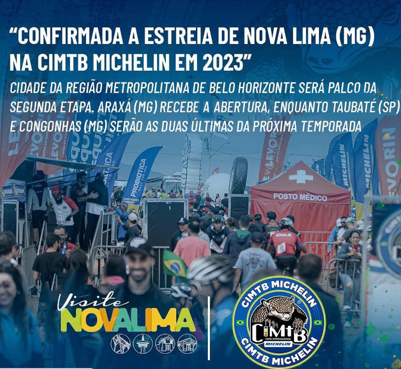 VisiteNovaLima's tweet photo. Estamos falando de CIMTB Michelin 🚴 meus senhores!
Nova Lima🤲vai receber a segunda etapa da disputa entre os dias 23 e 25 de junho. Taubaté (SP), entre 4 e 6 de agosto, e Congonhas (MG), de 22 a 24 de setembro, encerram a temporada da competição. https://t.co/JyjFqKvYbn