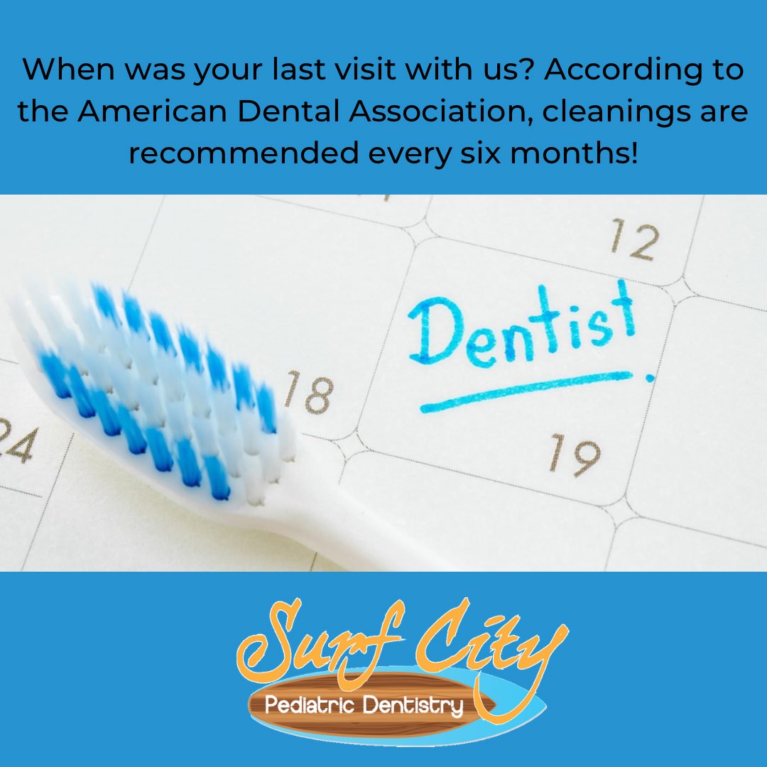When was your last visit with us? According to the American Dental Association, cleanings are recommended every six months! 📱(714) 847-2566 🦷🪥😃 #surfcitykidsdds #surfcitypediatricdentistry #pediatricdentistry #kidsdentist #childrensdentist #hbpediatricdentist #hbkidsdentist