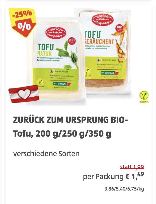 i_am_fabs's tweet photo. Uhhh bis Donnerstag gibts bei Hofer noch dem Zurück zum Ursprung Tofu in Aktion. 👀
1,49€ ist ein extrem guter Deal. 🌚 #sparfabs https://t.co/NV851RG0tt