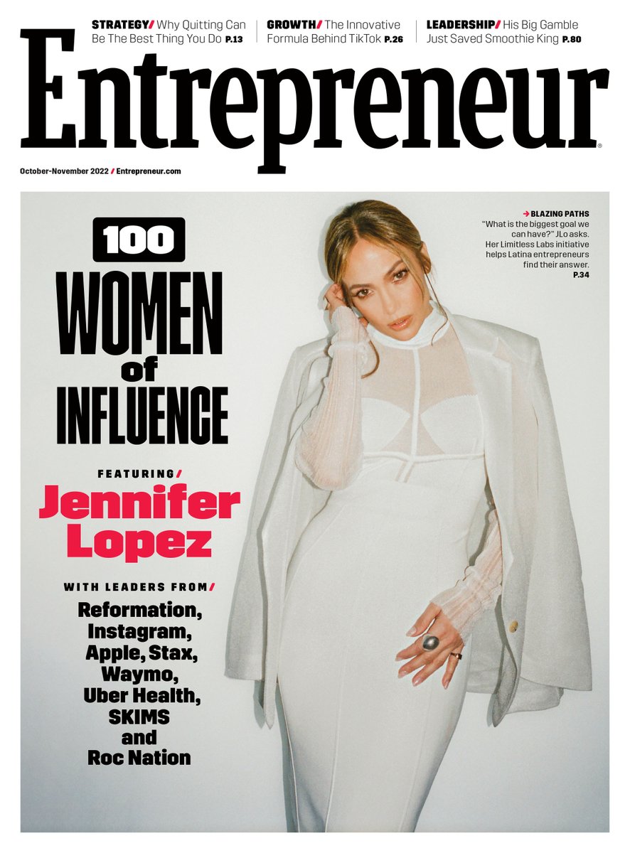 Our #100WomenOfInfluence issue ft @JLo is officially out! We're celebrating female leaders who're rattling the status quo—reimagining industries, making products that change our behavior, opening doors for those who’ve been shut out, and building toward a brighter future.
