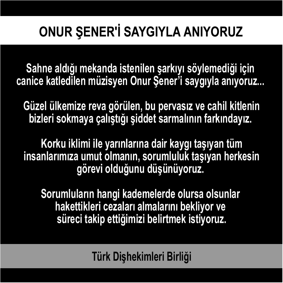 ONUR ŞENER'İ SAYGIYLA ANIYORUZ... #türkdişhekimleribirliği #turkdishekimleribirligi #diş #sağlık #dişhekimi #tdbhaber #tdbd #dişhekimliği #OnurŞener