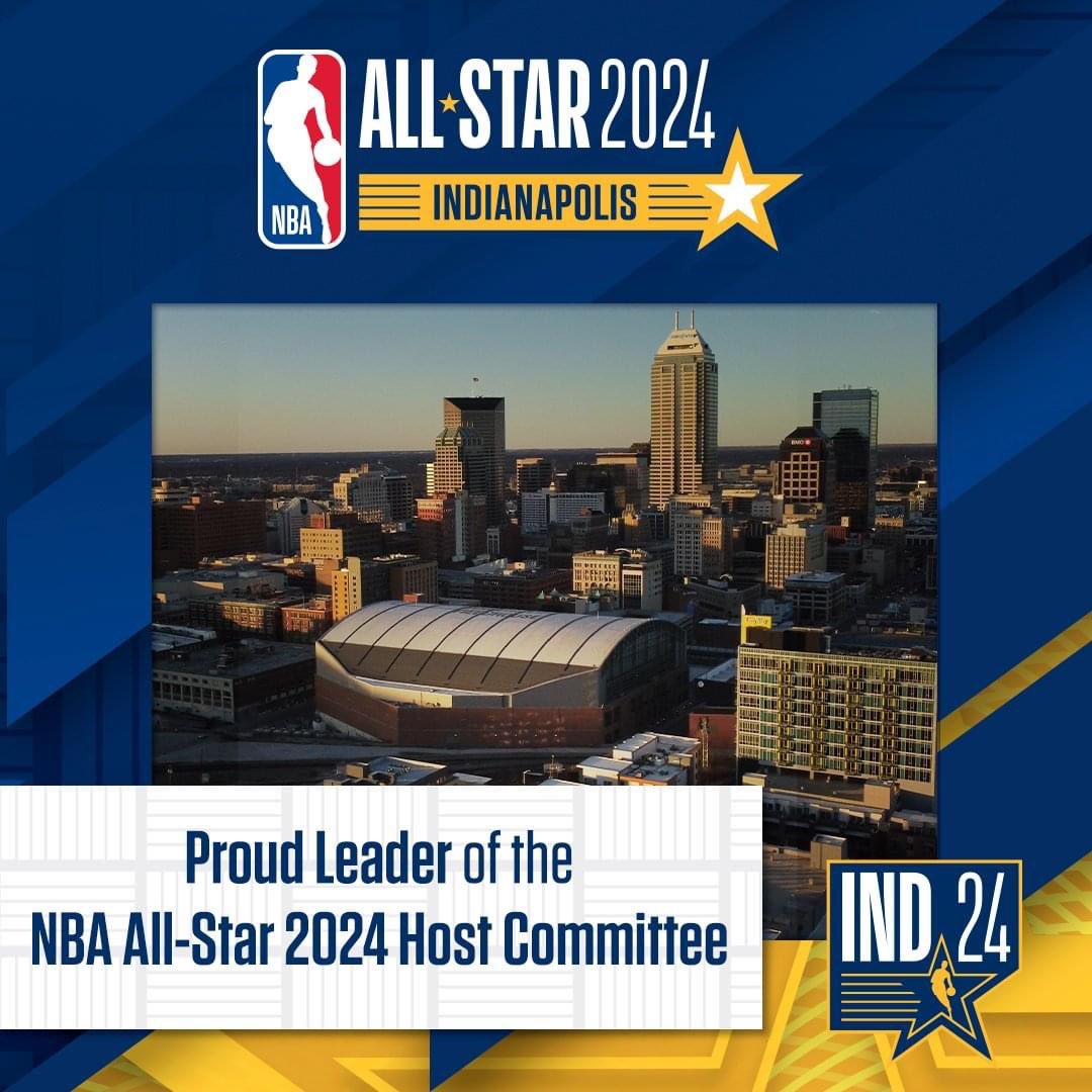 Schnette's tweet photo. Indianapolis will host #NBAAllStar2024 in just #500DaysAndCounting and I am serving as a co-lead on the Host Committee for the Community Programs committee. Game on!
I hope you will consider signing up as a volunteer for this once in a lifetime opportunity! https://t.co/eqp3xAM7fM