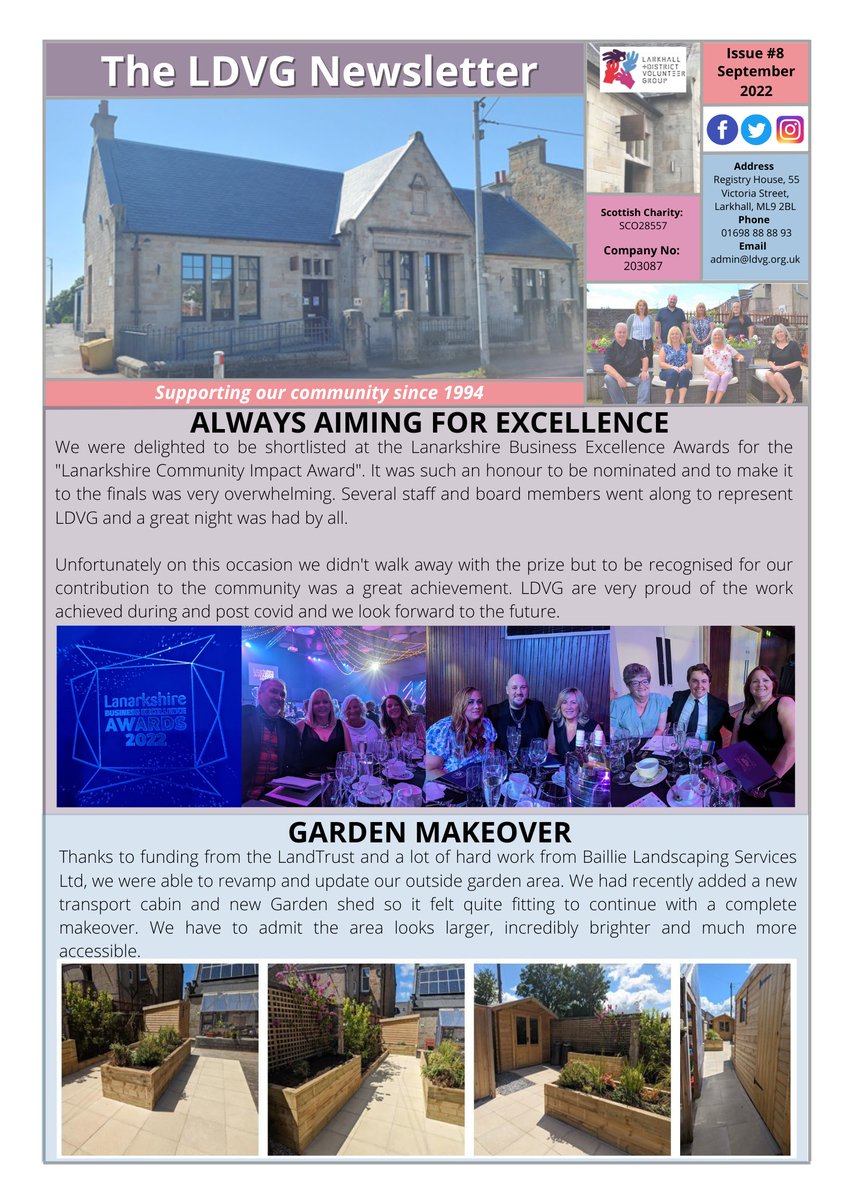 LarkhallVolGrp's tweet photo. Our latest newsletter part 1
#charityfamily #ldvg #volunteering #larkhall https://t.co/2xNb5faedg