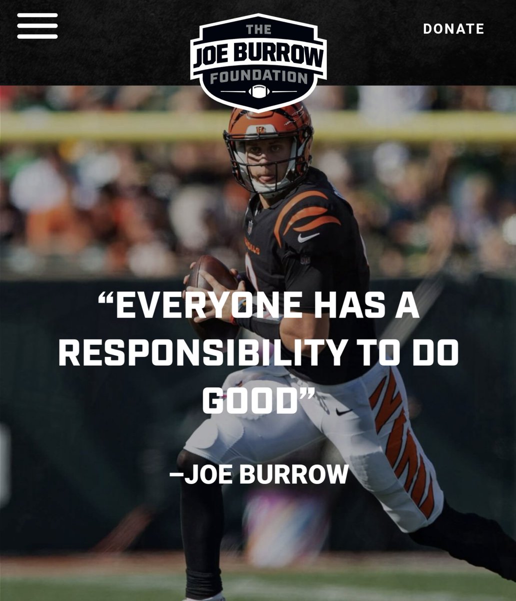 CincyProblems's tweet photo. Joe Burrow has launched his own Nonprofit called "The Joe Burrow Foundation" with a focus on helping children with mental illness and those experiencing food insecurity. ❤️ #Bengals #ThatsMyQB https://t.co/7zLxbwSK9p