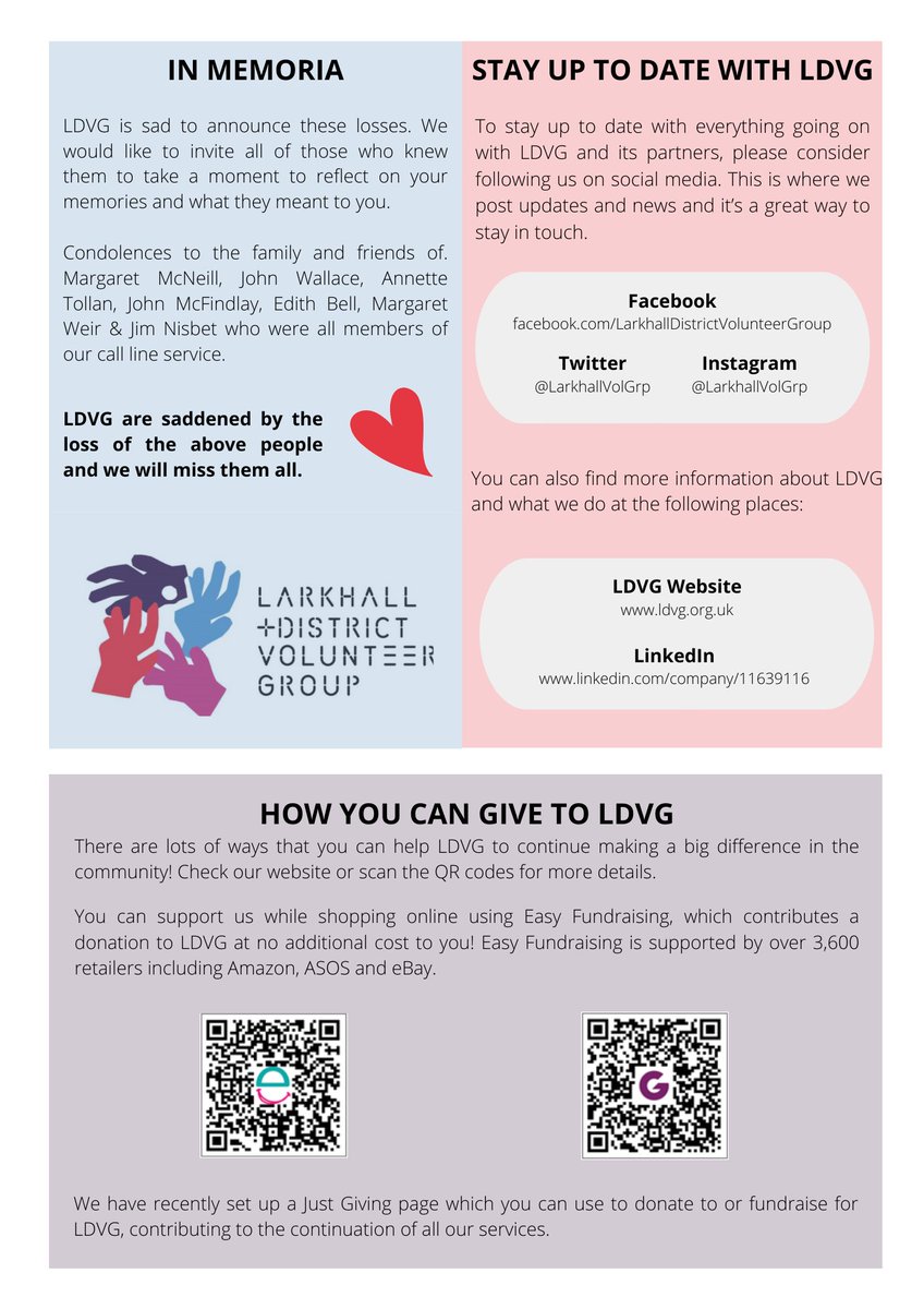 LarkhallVolGrp's tweet photo. Our latest newsletter part 2
#charityfamily #ldvg #volunteering #larkhall https://t.co/kVLj12sjMU