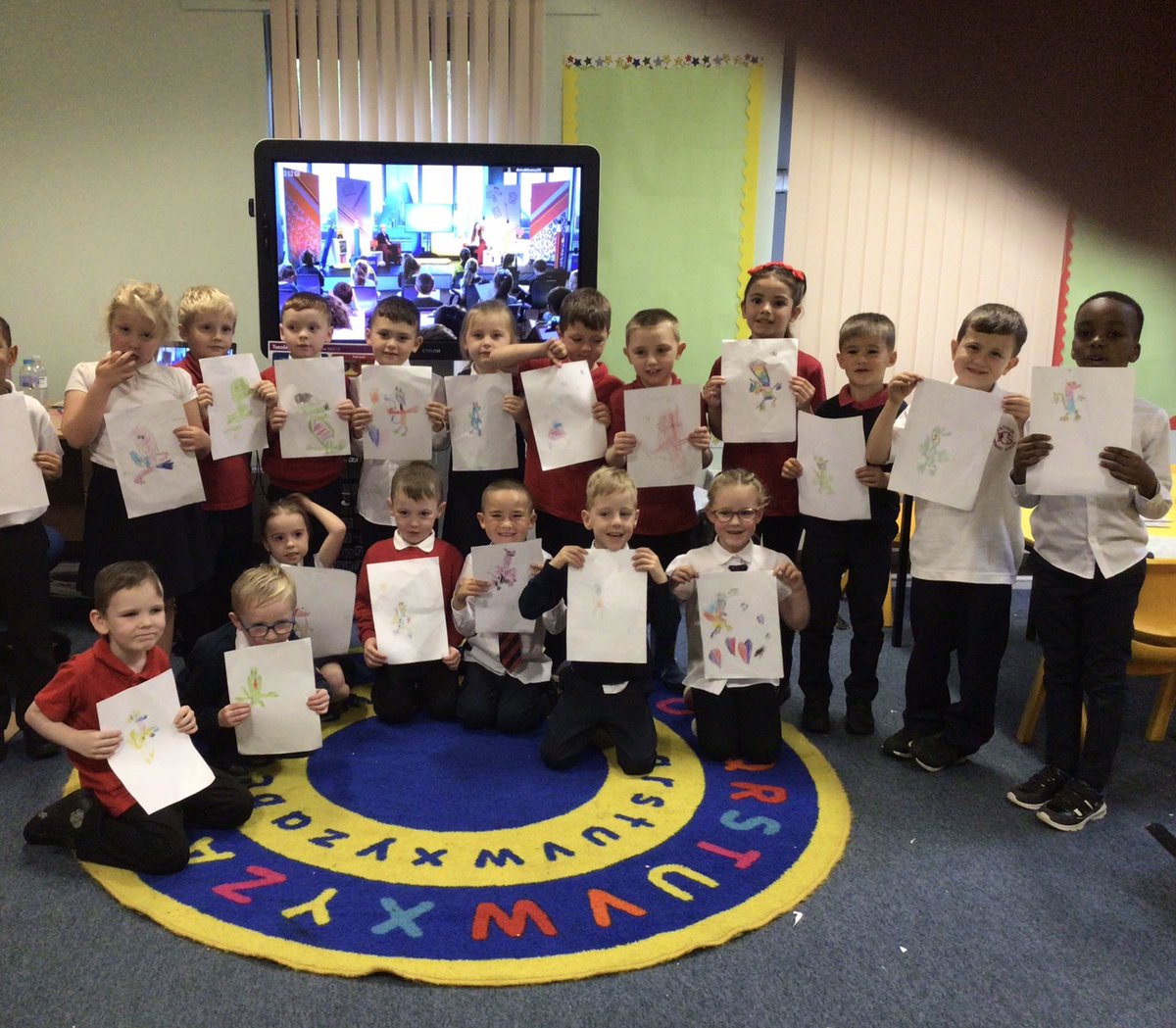 P2 enjoyed an authors live event today with Rachel Bright- we enjoyed hearing the story The Gecko and the Echo and drawing Goldy the Gecko too.