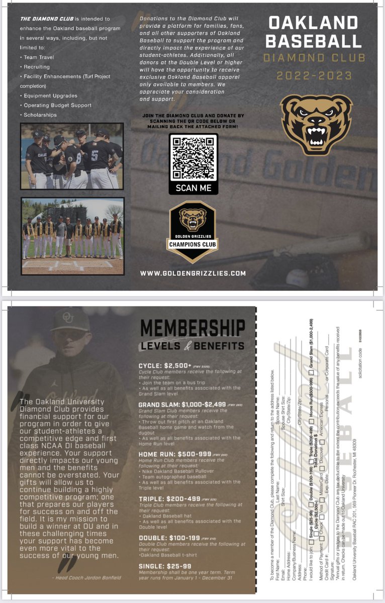 Jordon Banfield (@jcbanfield) on Twitter photo The 2022/23 <a href="/OaklandBSB/">Oakland Golden Grizzlies Baseball</a> Diamond Club is now open. Get access to a monthly newsletter as well as exclusive Nike OU Baseball apparel and experiences.
Your support is absolutely vital to providing our guys a first-rate DI experience.
Join 👉 securelb.imodules.com/s/1001/g20/for… or via mail. The 2022/23 <a href="/OaklandBSB/">Oakland Golden Grizzlies Baseball</a> Diamond Club is now open. Get access to a monthly newsletter as well as exclusive Nike OU Baseball apparel and experiences.
Your support is absolutely vital to providing our guys a first-rate DI experience.
Join 👉 securelb.imodules.com/s/1001/g20/for… or via mail.