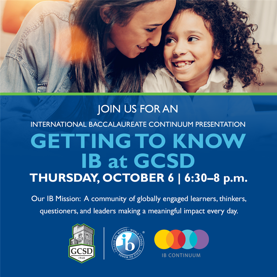 GCSDIB's tweet photo. Join us on 10/6 at 6:30 for a refresh of our IB journey. https://t.co/F8MiU2EbQJ https://t.co/9lCOe0hJcM