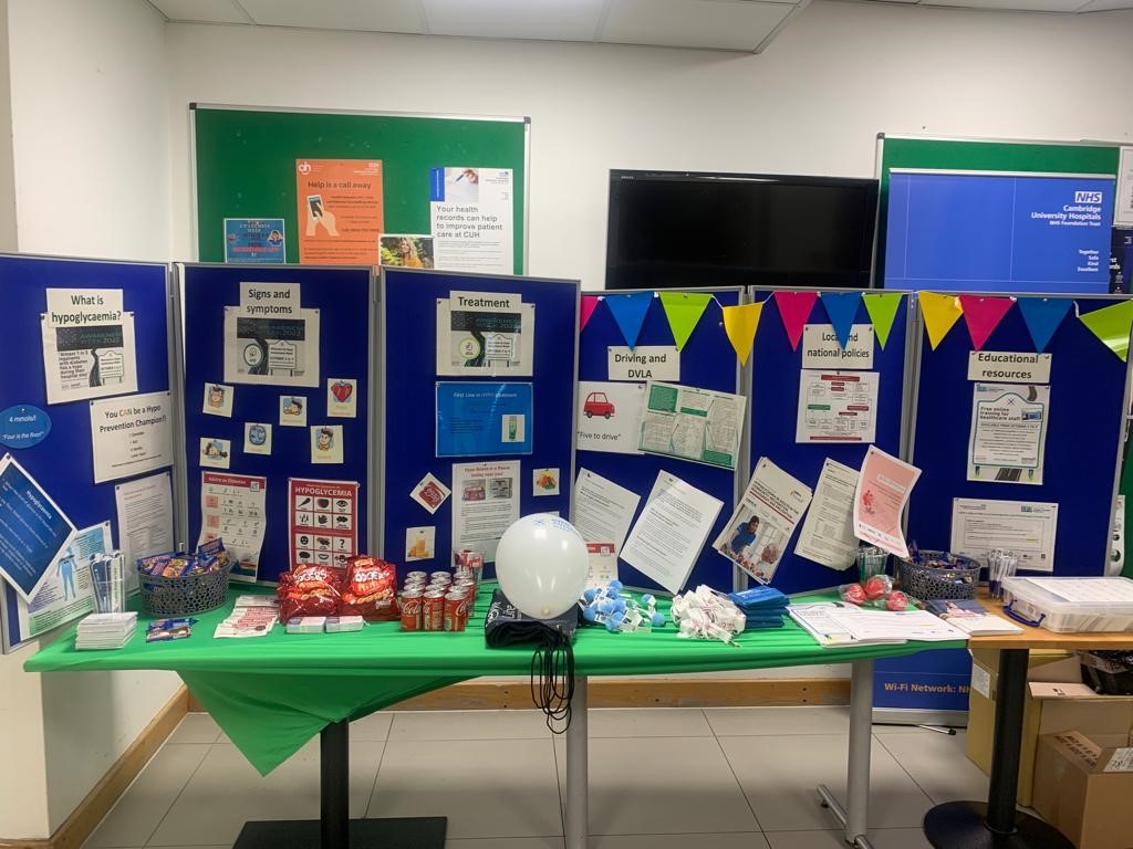 CUH_Diabetes's tweet photo. Was a busy day raising @HypoAwareness here @CUH_NHS yesterday! Here are just some of things we got up to. Missed us? Dont worry, if you work at CUH we have a programme of events all week, check out the CUH bulletin from Monday @CUH_dietitians @CUH_ClinEd #HypoAwarenessWeek https://t.co/d1BlyU5rvU