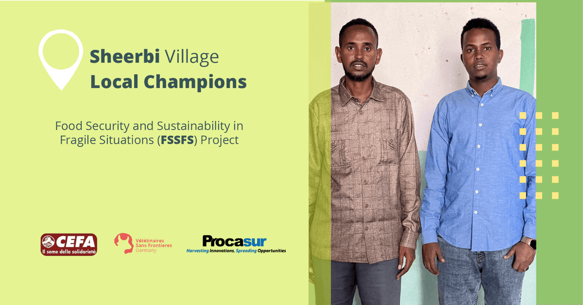 ProcasurAfrica's tweet photo. The Food Security and Sustainability in Fragile Situations (#FSSFS) Project has identified two new #LocalChampions🌟 to host the latest peer-to-peer learning event of the Project: Ahmed Ali Said and Ali Mohammed Asayr
Meet them in e-FOP 👉 https://t.co/YuSIQIuRYE https://t.co/Xr0z33C5Fh