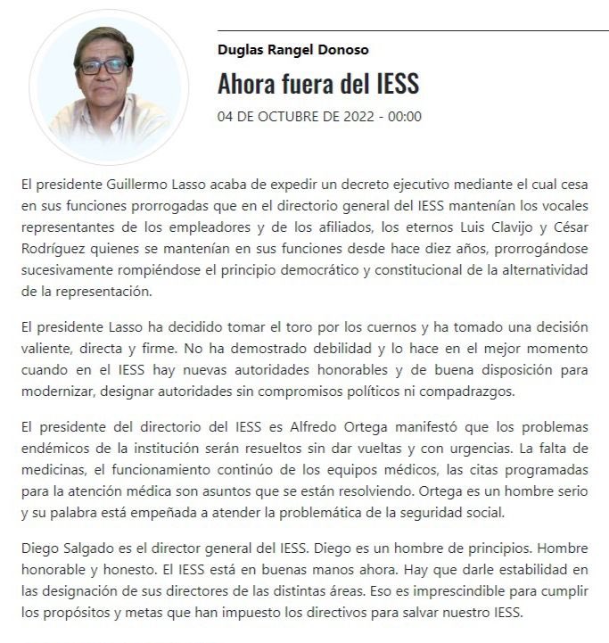 AlfredoOrtegaEc's tweet photo. Así es estimado Douglas, tenemos una política de puertas abiertas y trabajamos con decisión, valentía y transparencia para devolver al @IESSec a los asegurados. Estamos comprometidos con la transformación institucional, no los defraudaremos.

📰https://t.co/v0c38xfyjv https://t.co/sttNYsCvwD