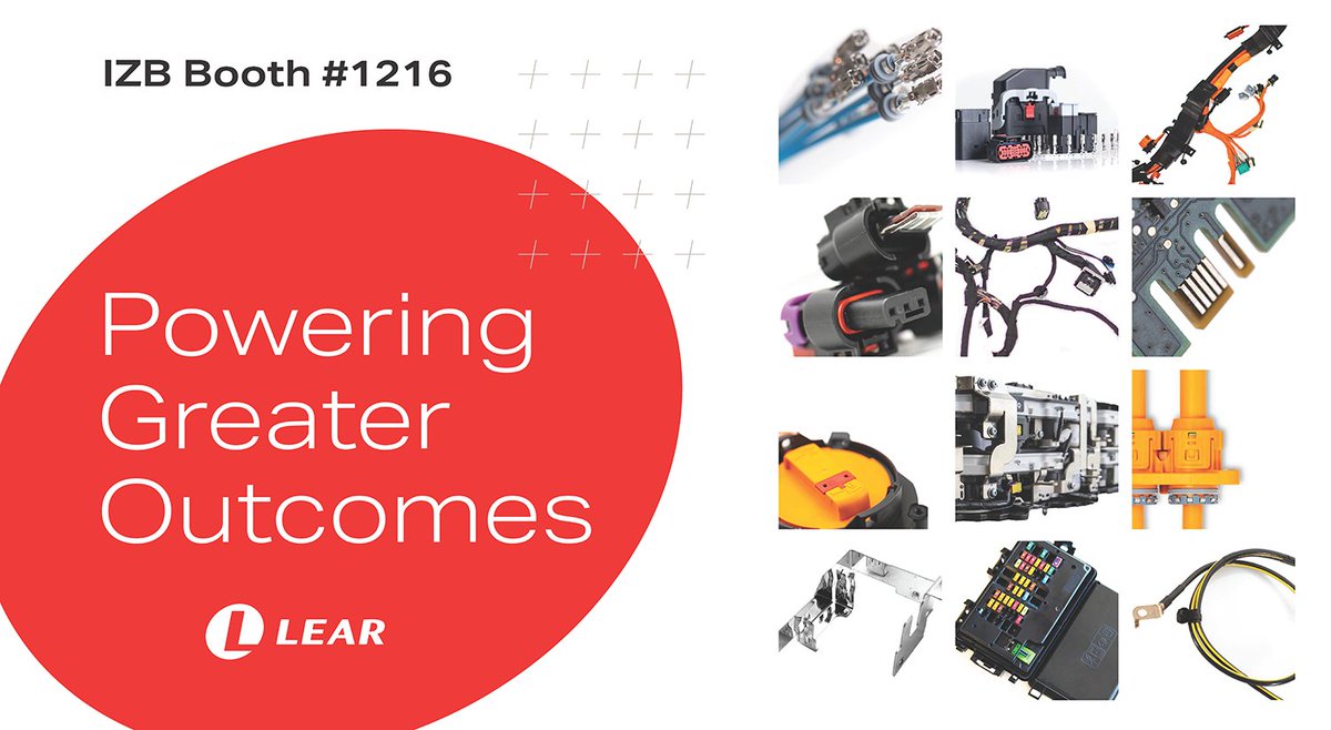 LearCorporation's tweet image. At #IZB2022, Lear will be showcasing innovative solutions in #connectionsystems, electrical distribution, electronics and more for vehicle electrification, connectivity and interior reconfigurability. Connect with us Oct. 11-13 at Hall 1, Booth #1216.