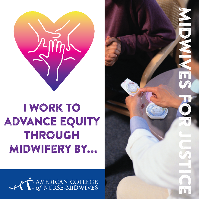 ACNMmidwives's tweet photo. This year’s #MidwiferyWeek2022 theme is “#MidwivesforJustice.” How are you working to advance equity through midwifery? Comment below for your chance to be featured on our social media later this week! This week is for you and about you! Celebrate your week with #ACNM 🥳. https://t.co/rIQRyOQcul