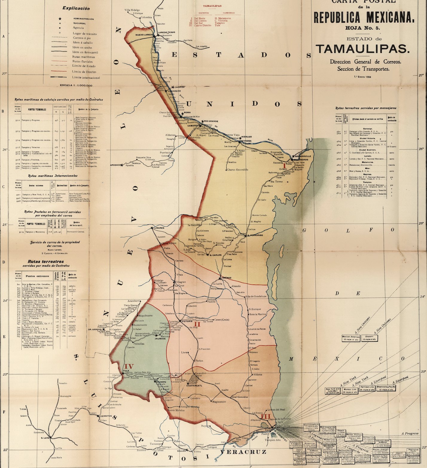 Mapoteca de pZZ on Twitter "Carta postal de Tamaulipas 1904. El boom
