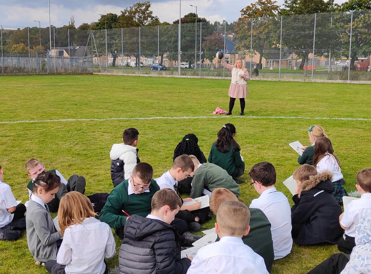 OLPPrimary's tweet photo. P6/5 learned how to measure the length, width & height of 3D objects. Later, Mrs Martin helped the children draw the phases of the moon in orbit, by holding it up high and moving round the centre circle of the pitch. 🕊🌔🌓🌖🌗🌘🌑🌒🌕 #OLPSTEM https://t.co/C54iGQRkFr