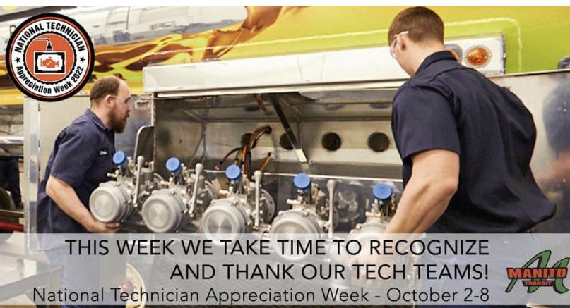 SteveKubsch's tweet photo. In addition to uptime, fuel economy and vehicle performance, our professional technician teams are a central part of our  overall safety. Thank you for all you do!
#ManitoTransit #ThankATech #NTAW2022 https://t.co/qhPIytdiqg