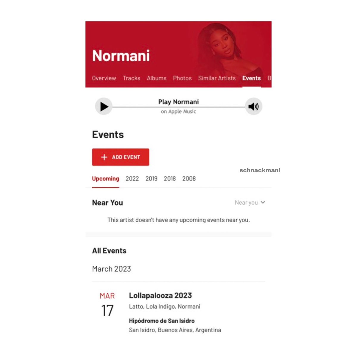 NormaniARG's tweet photo. RUMOR | Según la página lastfm, Normani se estaría presentando en el Lollapalooza Argentina 2023 👀 llegó el momento? (via @schnackmani) https://t.co/WsYsl7axSC