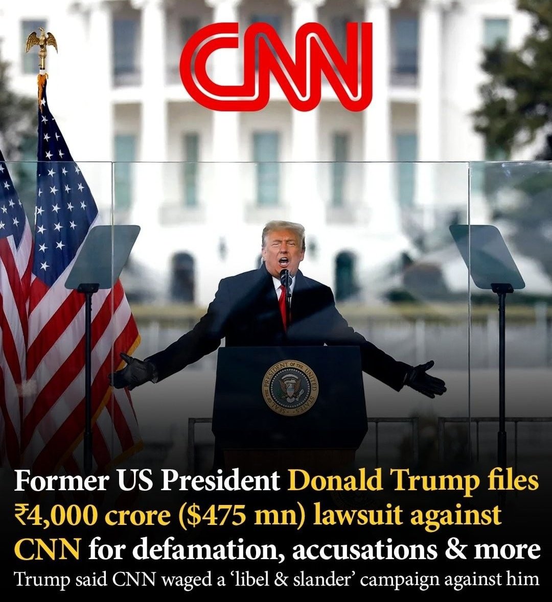Former US President Donald Trump files ₹4,000 crore ($475 mn) lawsuit against CNN for defamation, accusations &amp; more.

Trump said CKN waged a libel &amp; slander campaign against him.
#USA #US #CNN #DonaldTrump 
#CNN #NYT #President #Washington #Defamation #Law #Sue #Court #Florida