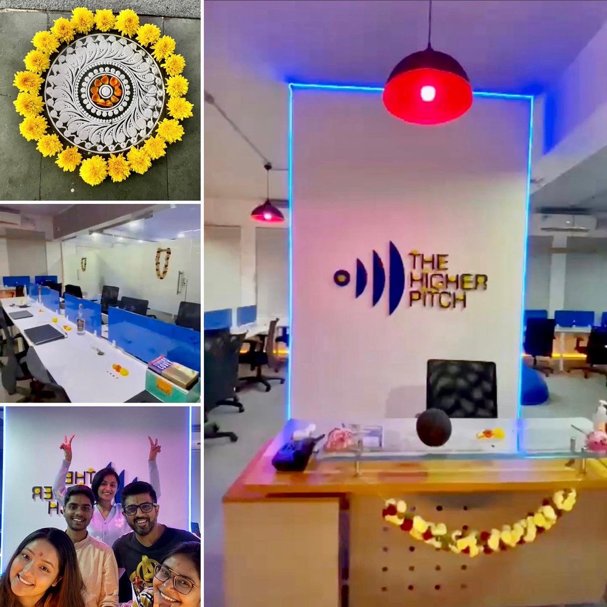 thehigherpitch's tweet photo. We ushered in #dussehra, #vijayadashami in our own style! While our #Bangalore office was decked up for the occasion, we decided to expand further in #NOIDA! Welcome to our newest studio at Assotech Business Cresterra, Floor 3. Let’s #playthehigherpitch! https://t.co/zdZ8K9CfAY